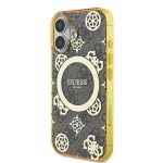 Husa pentru iPhone 16 - Guess IML Peony On 4G Background MagSafe (GUHMP16SH4PYEEW) - Brown - imagine 3