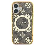 Husa pentru iPhone 16 - Guess IML Peony On 4G Background MagSafe (GUHMP16SH4PYEEW) - Brown - imagine 6