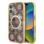 Husa pentru iPhone 16 - Guess IML Peony On 4G Background MagSafe (GUHMP16SH4PYEEW) - Brown
